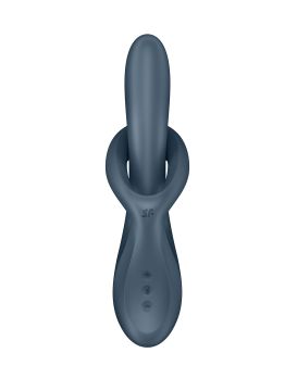 Серый вибратор-ротатор с функцией нагрева Heat Flex 4 - 23 см.