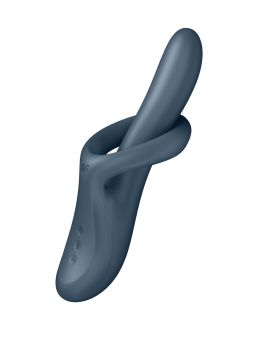 Серый вибратор-ротатор с функцией нагрева Heat Flex 4 - 23 см.