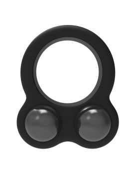 Черное эрекционное кольцо с утяжелителями Cockring Dual Weight