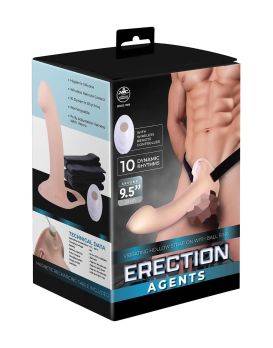 Телесный полый страпон с вибрацией Erection Agents - 24,1 см.