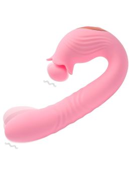 Розовый вибратор Selove Campanula с вращающимся стимулятором клитора - 18,2 см.