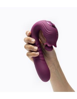 Фиолетовый вибратор Selove Campanula с вращающимся стимулятором клитора - 18,2 см.