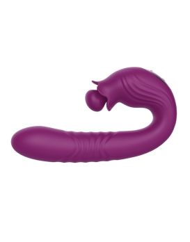 Фиолетовый вибратор Selove Campanula с вращающимся стимулятором клитора - 18,2 см.