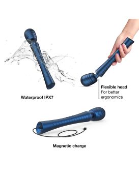 Синий вибромассажёр с насадками Man.wand Edgy