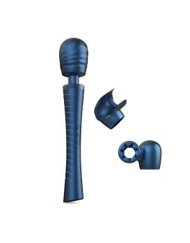 Синий вибромассажёр с насадками Man.wand Edgy