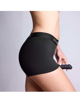 Черные трусики-боксеры для фиксации насадок Strap-on-me Harness Lingerie Allure - size XS