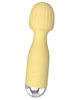 Желтый мини-вибратор с шаровидной головкой