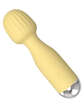 Желтый мини-вибратор с шаровидной головкой