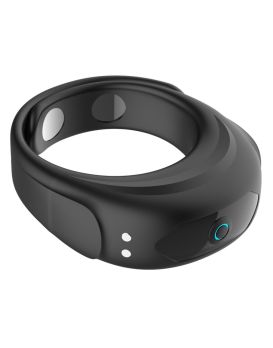 Черное эрекционное виброкольцо на ремешках