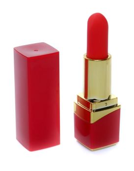 Красный мини-вибратор в форме помады