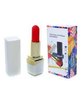 Белый мини-вибратор в форме помады