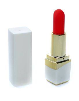 Белый мини-вибратор в форме помады