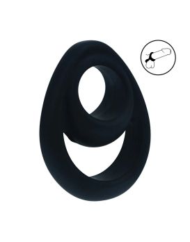 Черное эрекционное кольцо Double Ergo Silicone Cockring