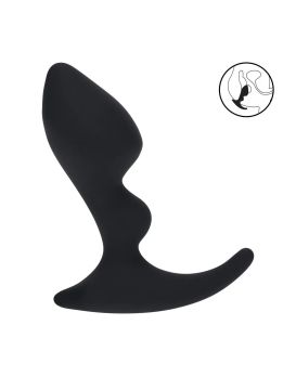 Черная анальная пробка для массажа простаты Double Ripple Silicone Prostate Massager