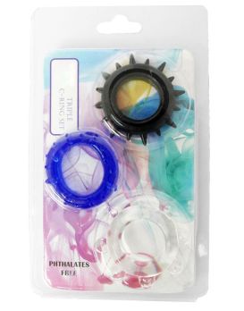 Набор из 3 эрекционных колец разного цвета и рельефа