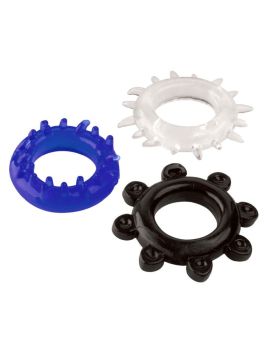 Набор из 3 эрекционных колец разного цвета и рельефа