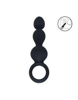 Черная анальная елочка Beaded Silicone Anal Probe with Loop