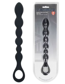 Черная силиконовая цепочка Beaded Snake Silicone Anal Probe with Loop - 26 см.