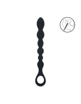 Черная силиконовая цепочка Beaded Snake Silicone Anal Probe with Loop - 26 см.