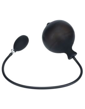 Черная анальная втулка с функцией расширения Ribbed Inflatable Silicone Anal Plug