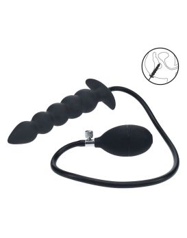 Черная анальная елочка с функцие расширения Beaded Inflatable Silicone Anal Plug