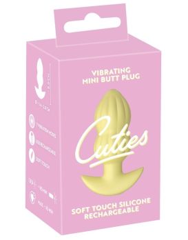 Желтая анальная пробка с вибрацией Cuties Vibrating Mini Butt Plug - 8 см.