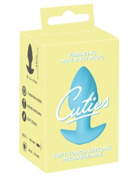 Голубая анальная пробка с вибрацией Cuties Vibrating Mini Butt Plug - 8 см.