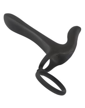 Черная насадка на член с вибрацией Couple’s Vibrator