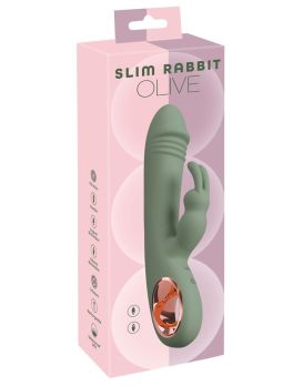 Оливковый вибратор-кролик Slim Rabbit Olive - 21,4 см.