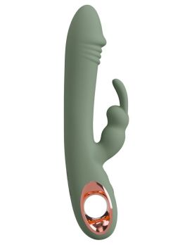Оливковый вибратор-кролик Slim Rabbit Olive - 21,4 см.
