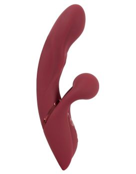 Малиновый вибратор-кролик с функцией постукивания 2 Function Rabbit Vibrator - 22,3 см.