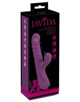 Фиолетовый вибратор-кролик с функцией постукивания и фрикциями 3 Function Rabbit Vibrator - 23,7 см.