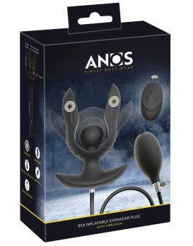 Черная расширяющаяся анальная пробка с вибрацией RC Inflatable Expander Plug with Vibration
