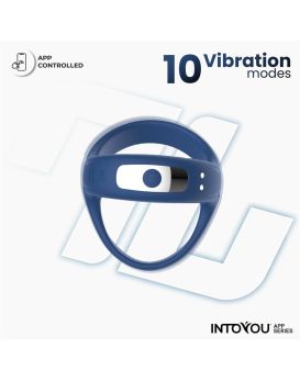 Синее интерактивное эрекционное виброкольцо Rank