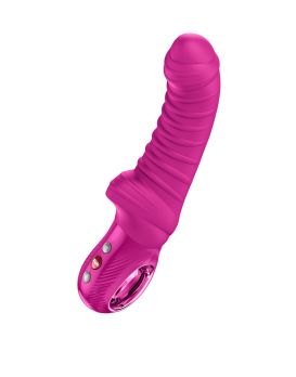 Лиловый вибратор Tiger с ребрышками - 22,5 см.