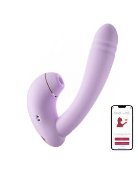 Сиреневый вибратор с возвратно-поступательными движениями и нагревом Minaka