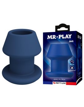 Синяя анальная пробка с открытым каналом - 8,7 см.