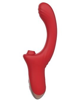 Красный вагинально-клиторальный вибратор