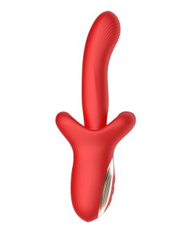Красный вибратор с постукивающим эффектом - 22 см.