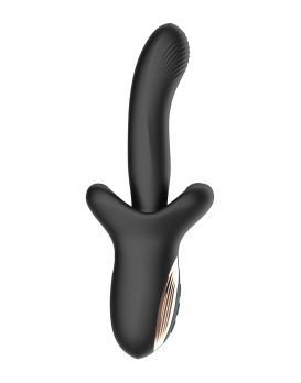 Черный вибратор с постукивающим эффектом - 22 см.