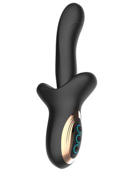 Черный вибратор с постукивающим эффектом - 22 см.