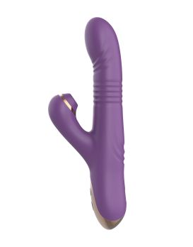 Фиолетовый вибратор-кролик с возвратно-поступательной стимуляцией