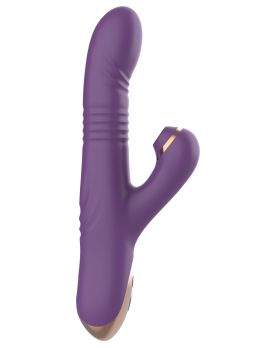 Фиолетовый вибратор-кролик с возвратно-поступательной стимуляцией