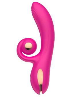 Розовый вибратор-кролик с функцией вращения ствола