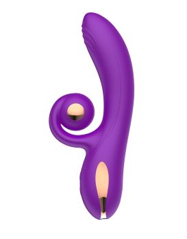 Фиолетовый вибратор-кролик с функцией вращения ствола