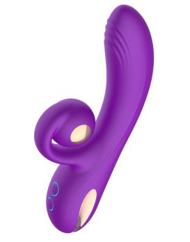 Фиолетовый вибратор-кролик с функцией вращения ствола