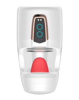 Белый мастурбатор с язычком и возвратно-поступательными движениями