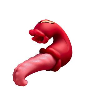 Красный вибратор-язык с вакуумной стимуляцией клитора