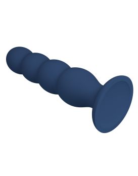 Синий анальный стимулятор со смещенным центром тяжести Silicone Anal Plug XL - 16,5 см.