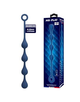 Синяя анальная ёлочка с кольцом Waterdrop Anal Balls 30 mm M - 33,5 см.